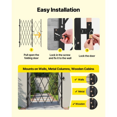 Single folding safety gate lockable scissor gate 122 x 190 cm (WxH) | EU