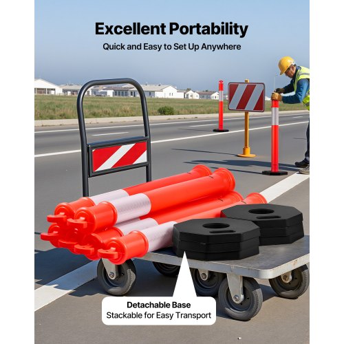 6-pack traffic barrier posts 1140 mm traffic safety cones with weighted base | EU