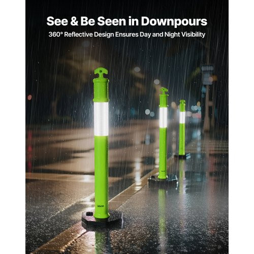 3-pack traffic barrier posts 1140 mm safety cones with weighted base green | EU