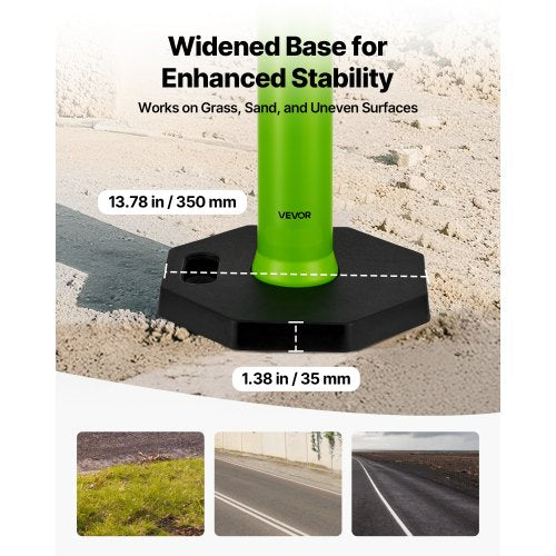 3-pack traffic barrier posts 1140 mm safety cones with weighted base green | EU