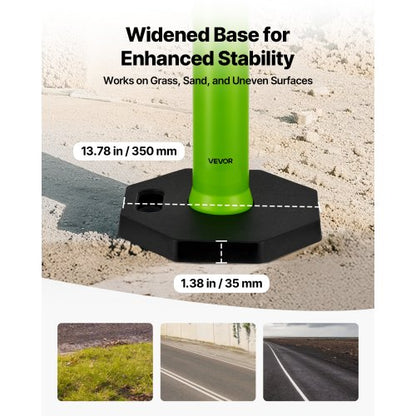 3-pack traffic barrier posts 1140 mm safety cones with weighted base green | EU