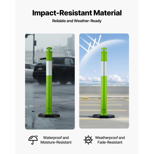3-pack traffic barrier posts 1140 mm safety cones with weighted base green | EU