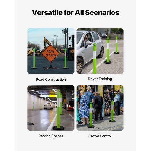 3-pack traffic barrier posts 1140 mm safety cones with weighted base green | EU