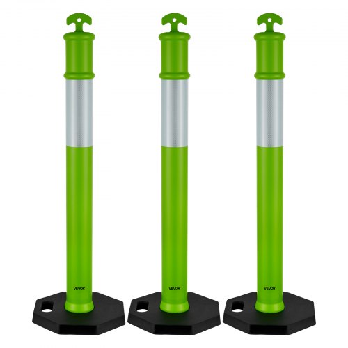 3-pack traffic barrier posts 1140 mm safety cones with weighted base green | EU