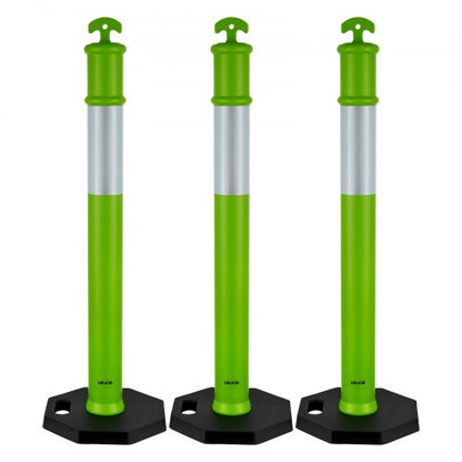 3-pack traffic barrier posts 1140 mm safety cones with weighted base green | EU