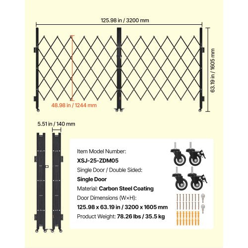 Dubbelfällbar säkerhetsgrind Låsbar saxgrind 340 x 153 cm (B x H) |  EU