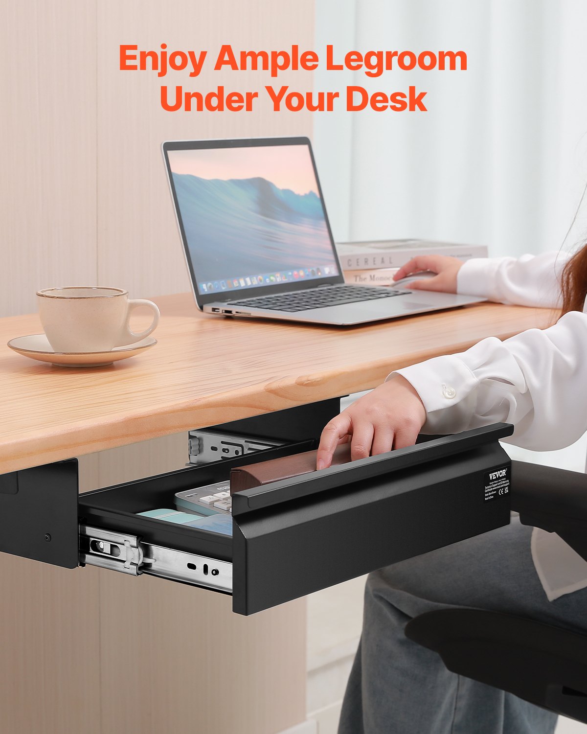 40cm Under Desk Drawer Organizer Pull Out Drawer Space Saver Home Office