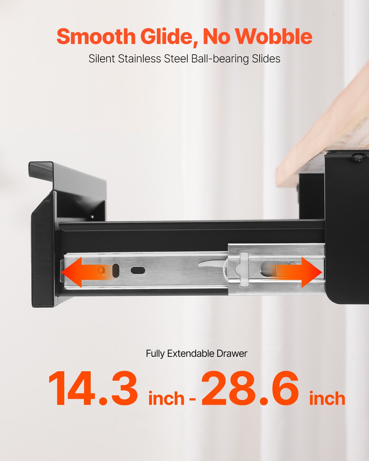 40cm Under Desk Drawer Organizer Pull Out Drawer Space Saver Home Office