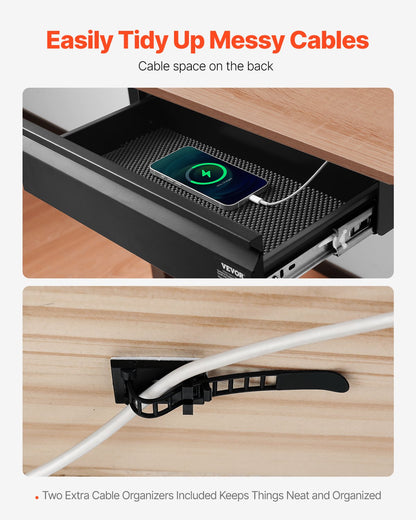 40cm Under Desk Drawer Organizer Pull Out Drawer Space Saver Home Office