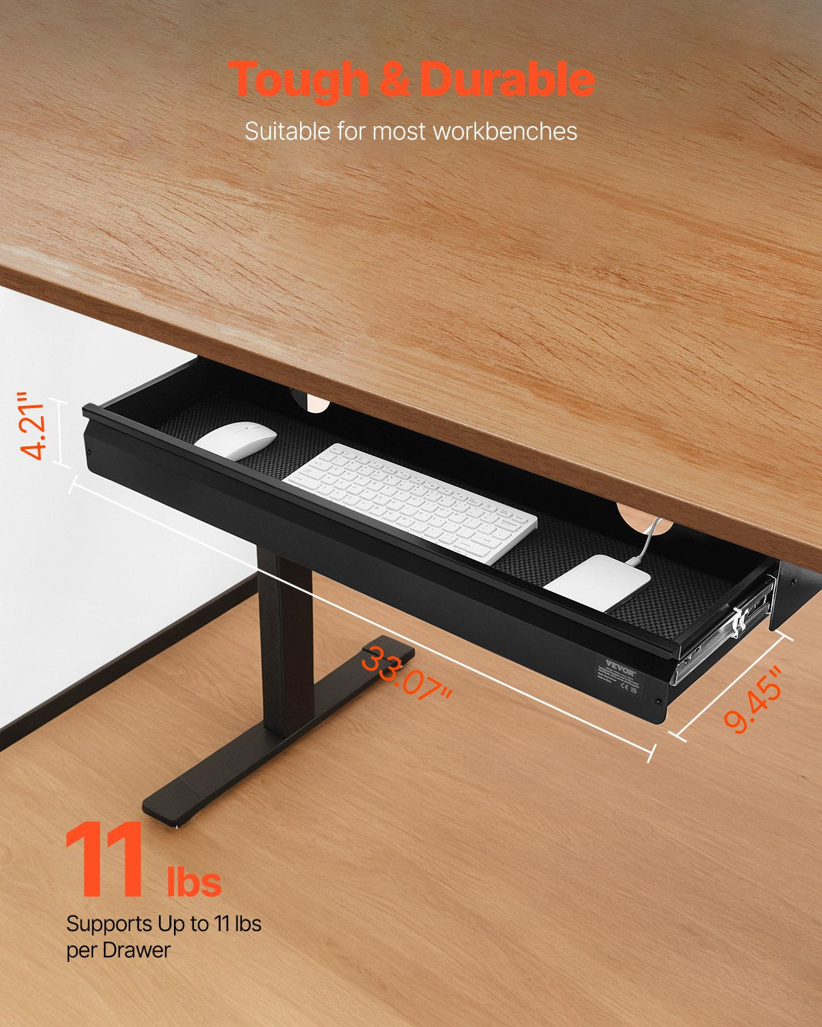 33" Under Desk Drawer Organizer Pull Out Drawer Space Saver Home Office