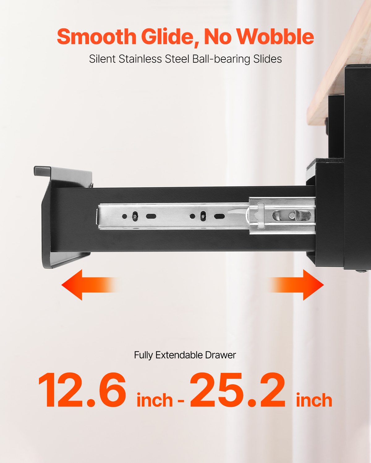 33 cm Låsbar Under Skrivbord Låda Organizer Utdragbar låda Hemmakontor