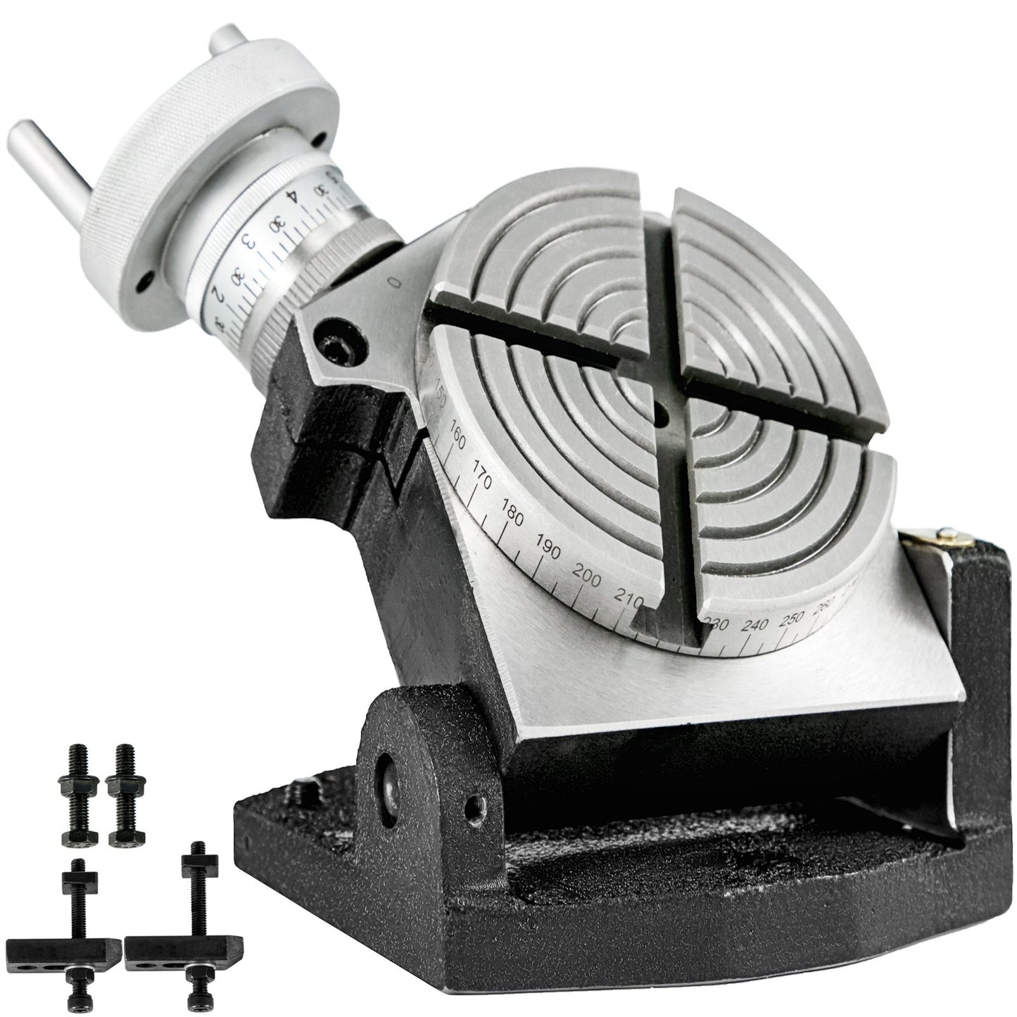 Drehtisch, 4 Zoll/100 mm, horizontaler und vertikaler Drehtisch, 4-Schlitz-Drehtisch für Fräsmaschinen, MT-2-Drehtisch zum Fräsen, 360-Grad-Präzisionsdrehtisch zum Fräsen, Bohrschraubstock