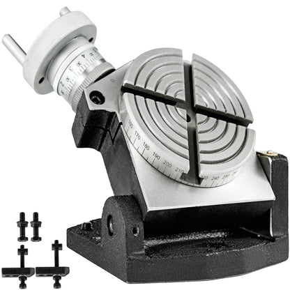 Drehtisch, 4 Zoll/100 mm, horizontaler und vertikaler Drehtisch, 4-Schlitz-Drehtisch für Fräsmaschinen, MT-2-Drehtisch zum Fräsen, 360-Grad-Präzisionsdrehtisch zum Fräsen, Bohrschraubstock