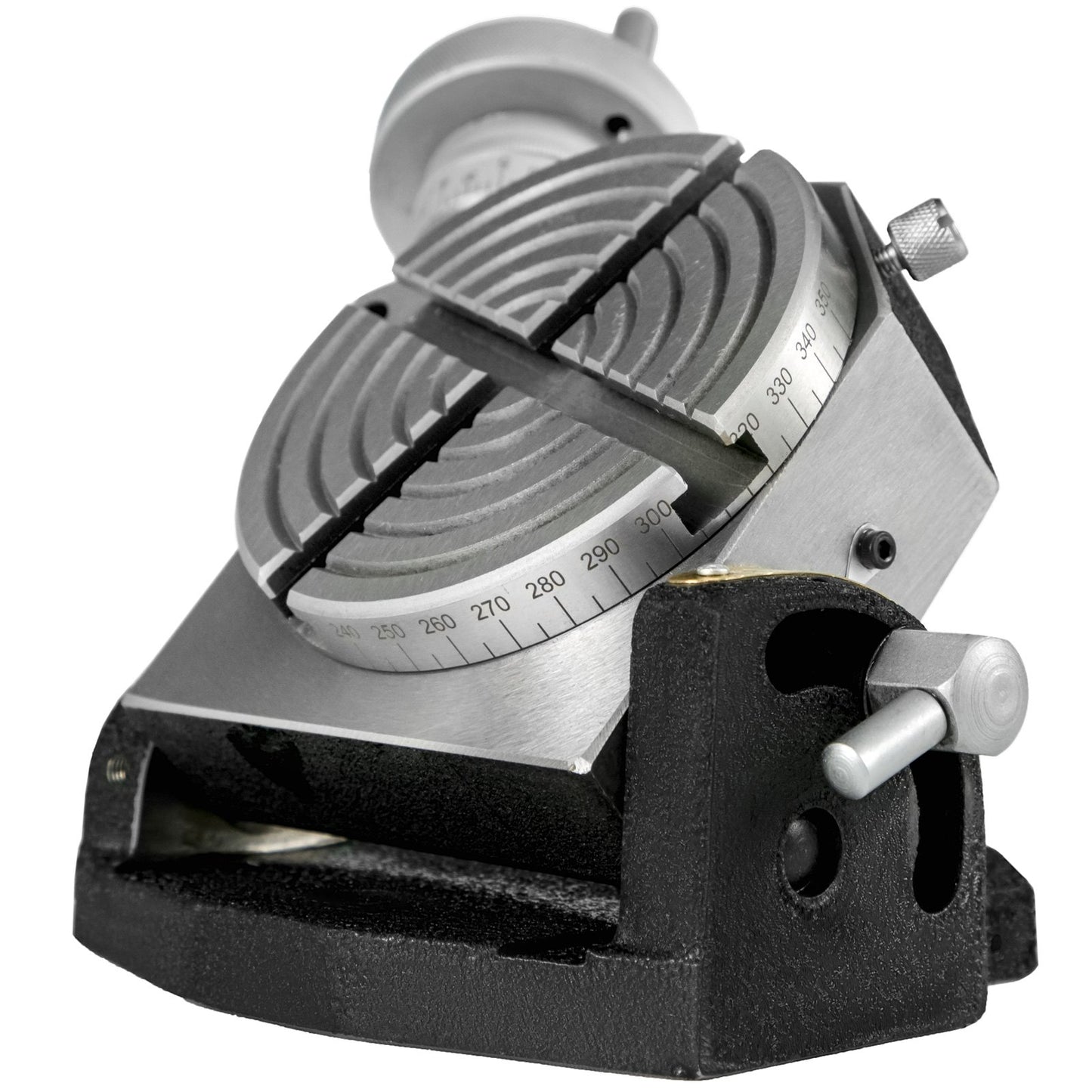 Drehtisch, 4 Zoll/100 mm, horizontaler und vertikaler Drehtisch, 4-Schlitz-Drehtisch für Fräsmaschinen, MT-2-Drehtisch zum Fräsen, 360-Grad-Präzisionsdrehtisch zum Fräsen, Bohrschraubstock