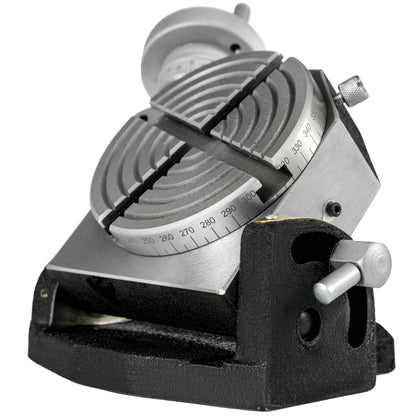 Drehtisch, 4 Zoll/100 mm, horizontaler und vertikaler Drehtisch, 4-Schlitz-Drehtisch für Fräsmaschinen, MT-2-Drehtisch zum Fräsen, 360-Grad-Präzisionsdrehtisch zum Fräsen, Bohrschraubstock
