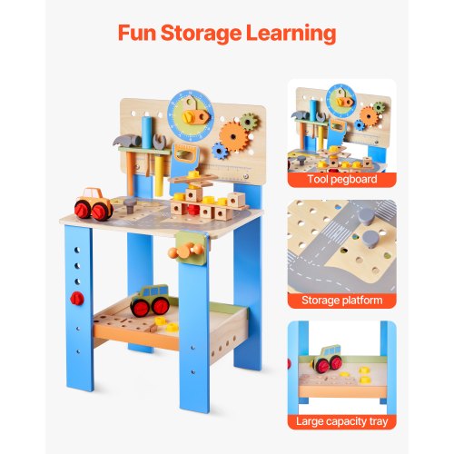 Holz-Werkzeugbank für Kinder ab 3 Jahren, Spielzeug-Werkbank-Spielzeugsets | EU
