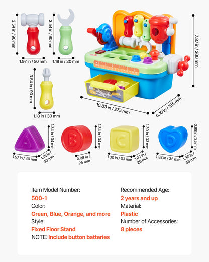 Musical Workbench for Toddlers 2 Years+ Toy Musical Learning Workbench