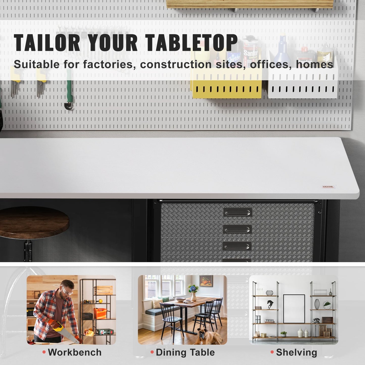 Tischplatte, 60" x 25" x 1", 220,5 lbs Tragkraft, universelle einteilige Spanplatte für höhenverstellbares elektrisches Stehpultgestell, rechteckige Arbeitsplatte für Heim- und Bürotische
