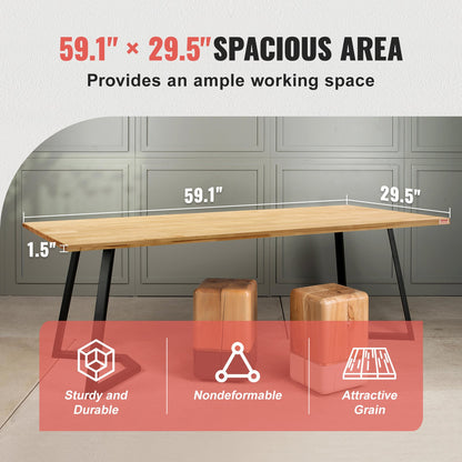 Bordsskiva i massivt trä skrivbordsskiva 59,1" x 29,5" x 1,5" rektangulärt lönnträ