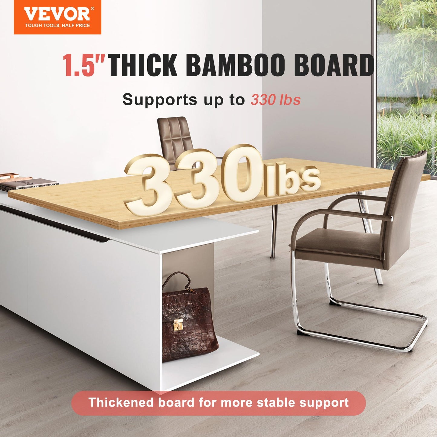 Bordsskiva i bambu bordsskiva 70,9" x 29" x 1,5" rektangulär 330 lbs last