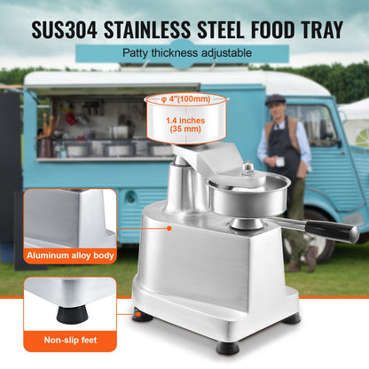 Commercial Hamburger Patty Maker, 100mm/4inch Hamburger Patty Maker, Heavy Duty Stainless Steel Food Bowl, Hamburger Press Machine, Kitchen Meat Forming Machine with 1000pcs Patty Papers
