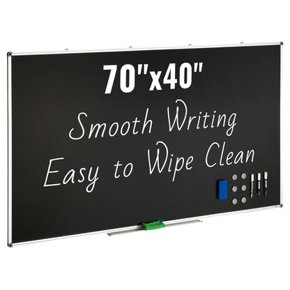 Black Board, 70 x 40 tum stor svarta tavla med aluminiumram, Black Boards Dry Erase Inkluderar 1 magnetisk radering och 3 torrraderingsmarkörer, svart yta, för kontorshem och skola