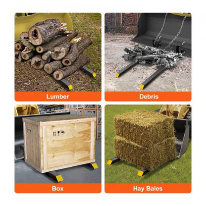 Palettengabeln, 4000 lbs Tragkraft, Palettengabeln zum Klemmen, 60-Zoll-Traktorschaufelgabeln, Hochleistungs-Frontladeraufsätze für Traktoren, Ladeschaufel, Kompaktlader, Traktorgabeln für Landwirtschaft und Ackerbau