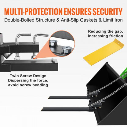 Palettengabeln, 4000 lbs Tragkraft, Palettengabeln zum Klemmen, 60-Zoll-Traktorschaufelgabeln, Hochleistungs-Frontladeraufsätze für Traktoren, Ladeschaufel, Kompaktlader, Traktorgabeln für Landwirtschaft und Ackerbau