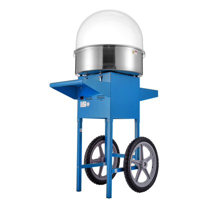 Electric Cotton Candy Maker with Cart, 1000W Commercial Candy Maker with Lid, Stainless Steel Bowl, Sugar Scoop and Box, Perfect for Home, Kids Birthday, Family Party, Blue
