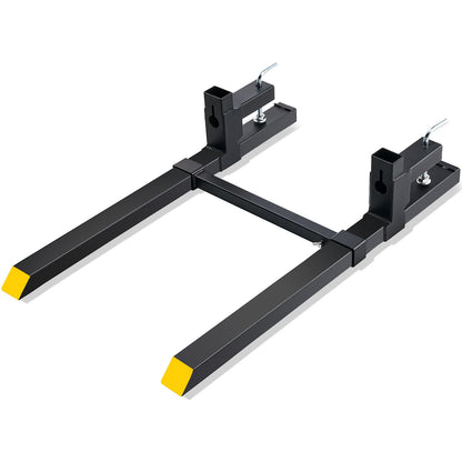 Pallet Forks, 2000 lbs Clamp On Pallet Forks, 43" Overall Length Tractor Bucket Forks with Adjustable Stabilizer Bar, Heavy Duty Pallet Forks for Tractor Attachments, Corded Steering, Load Bucket