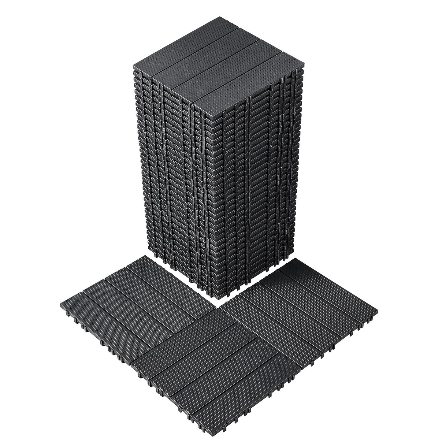 Interlocking Deck Plates 36 Pack 12"x12" Plast för veranda mörkgrå
