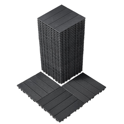 Interlocking Deck Plates 36 Pack 12"x12" Plast för veranda mörkgrå