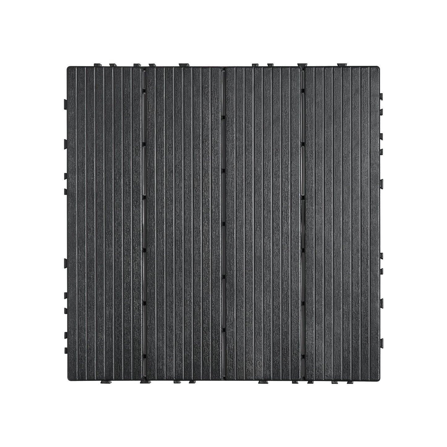 Interlocking Deck Plates 36 Pack 12"x12" Plast för veranda mörkgrå