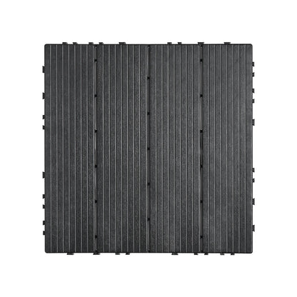 Interlocking Deck Plates 36 Pack 12"x12" Plast för veranda mörkgrå
