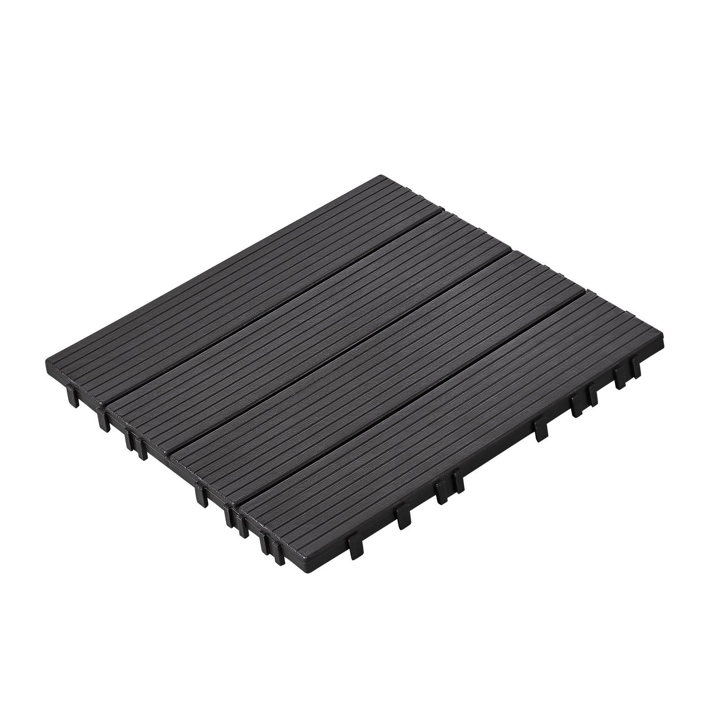 Interlocking Deck Plates 36 Pack 12"x12" Plast för veranda mörkgrå