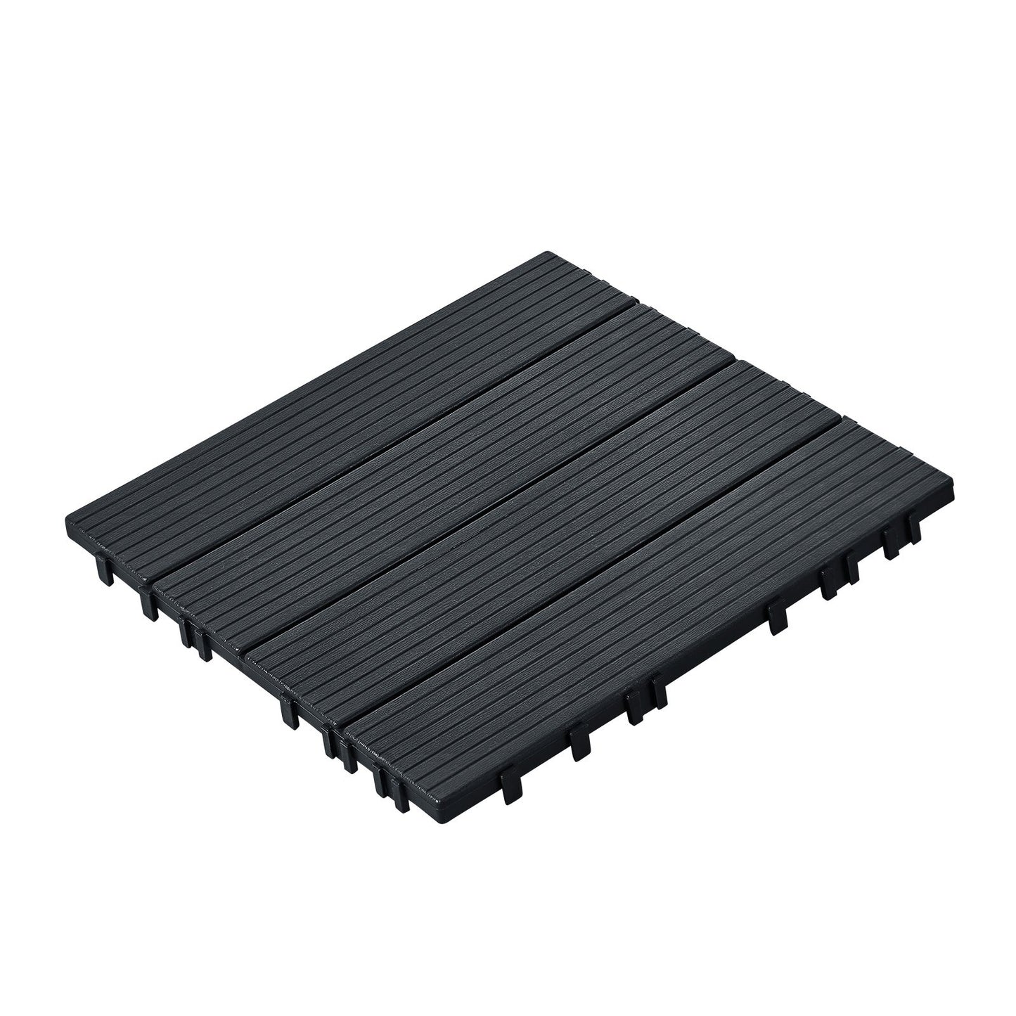 Interlocking Deck Plates 10 Pack 12"x12" Plast för veranda mörkgrå