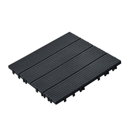 Interlocking Deck Plates 10 Pack 12"x12" Plast för veranda mörkgrå
