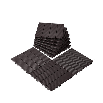 Interlocking Deck Plates 10 Pack 12"x12" Waterproof for Porch Dark Brown