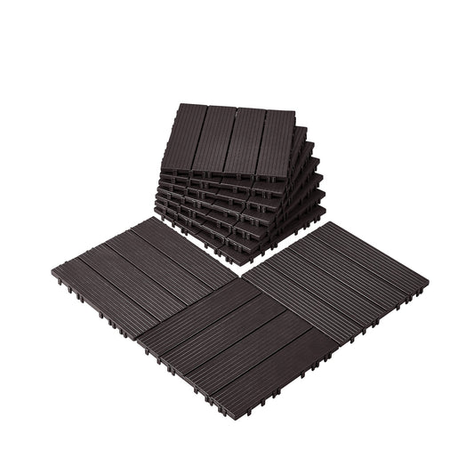Interlocking Deck Plates 10 Pack 12"x12" Waterproof for Porch Dark Brown