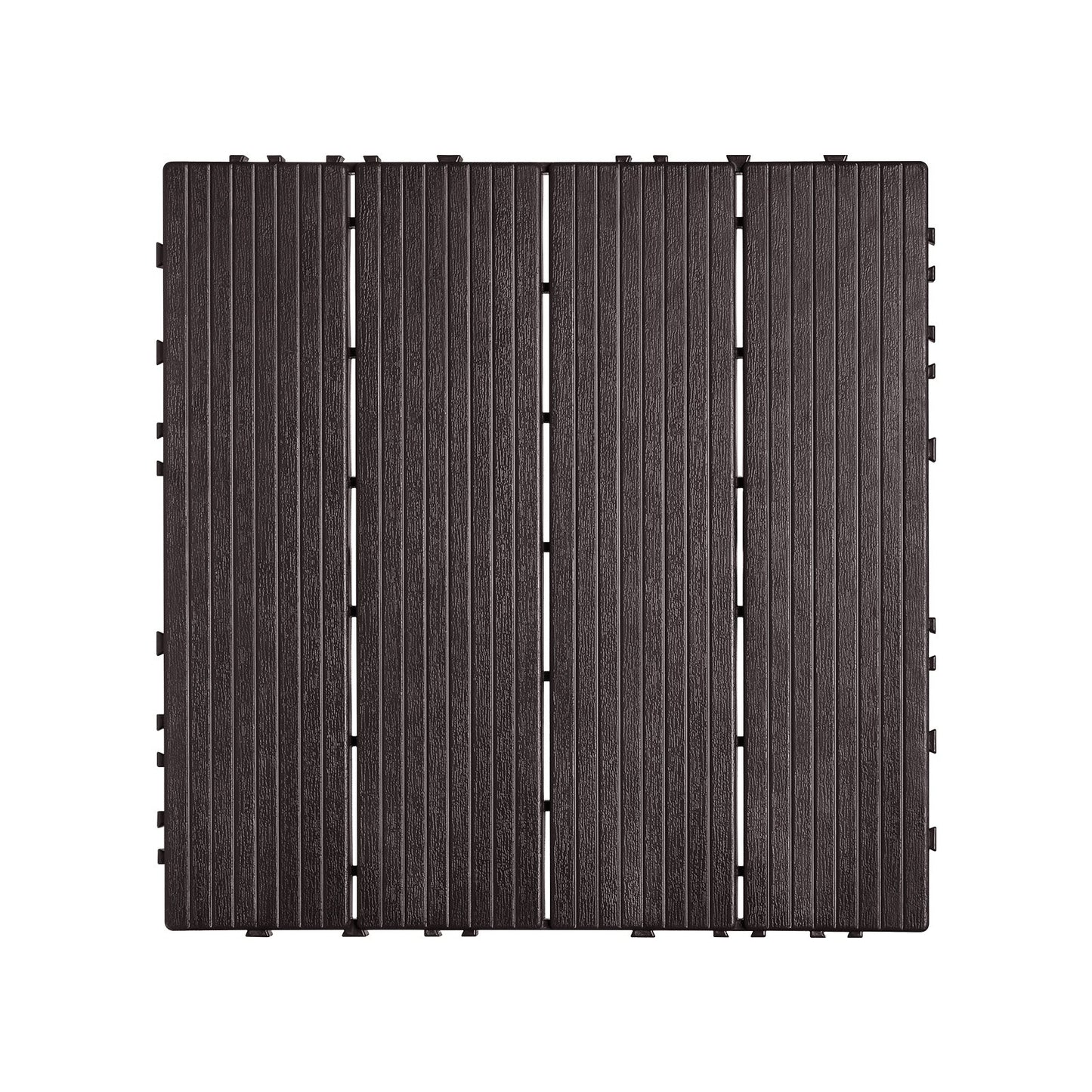 Interlocking Deck Plates 10 Pack 12"x12" Waterproof for Porch Dark Brown