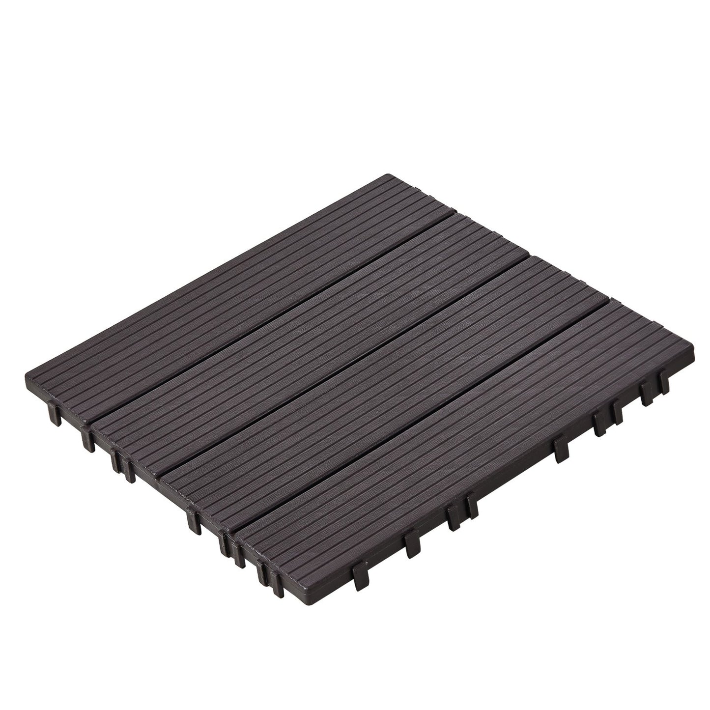 Interlocking Deck Plates 10 Pack 12"x12" Waterproof for Porch Dark Brown