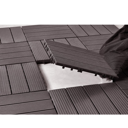 Interlocking Deck Plates 10 Pack 12"x12" Waterproof for Porch Dark Brown