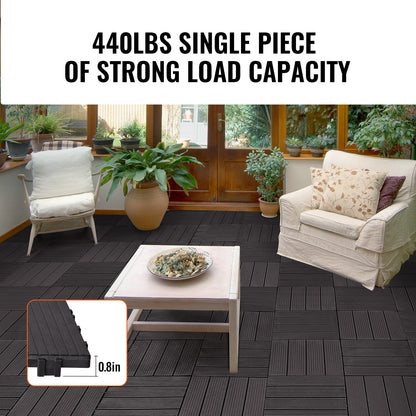 Interlocking Deck Tiles 36 Pack 12"x12" Vattentät för veranda mörkbrun