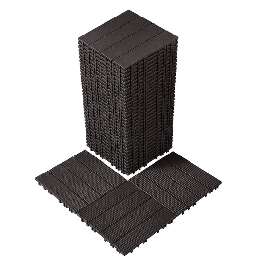 Interlocking Deck Tiles 36 Pack 12"x12" Vattentät för veranda mörkbrun