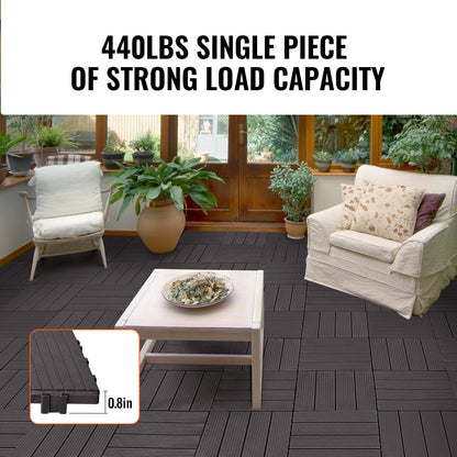 Interlocking Deck Tiles 54 Pack 12"x12" Vattentät för veranda mörkbrun