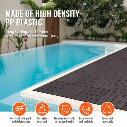 Interlocking Deck Tiles 54 Pack 12"x12" Vattentät för veranda mörkbrun