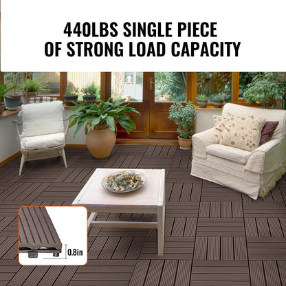 Interlocking Deck Plates Plast Wood 10 Pack 12"x12" Vattentät för veranda