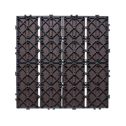 Interlocking Deck Plates Plast Wood 10 Pack 12"x12" Vattentät för veranda