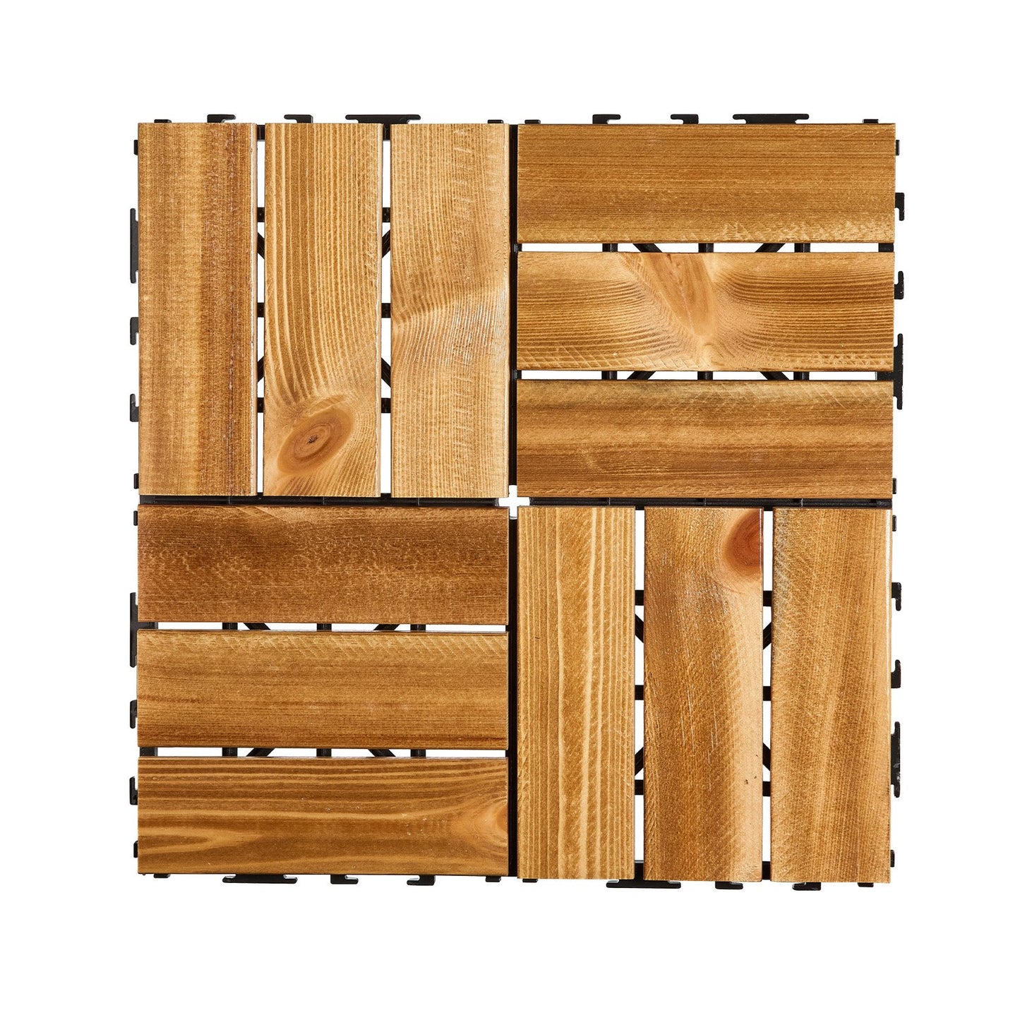 Interlocking Decking Panels Solid Wood 10-Pack 12"x12" Camphor Pine for Porch