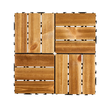 Interlocking Decking Panels Solid Wood 10-Pack 12"x12" Camphor Pine for Porch